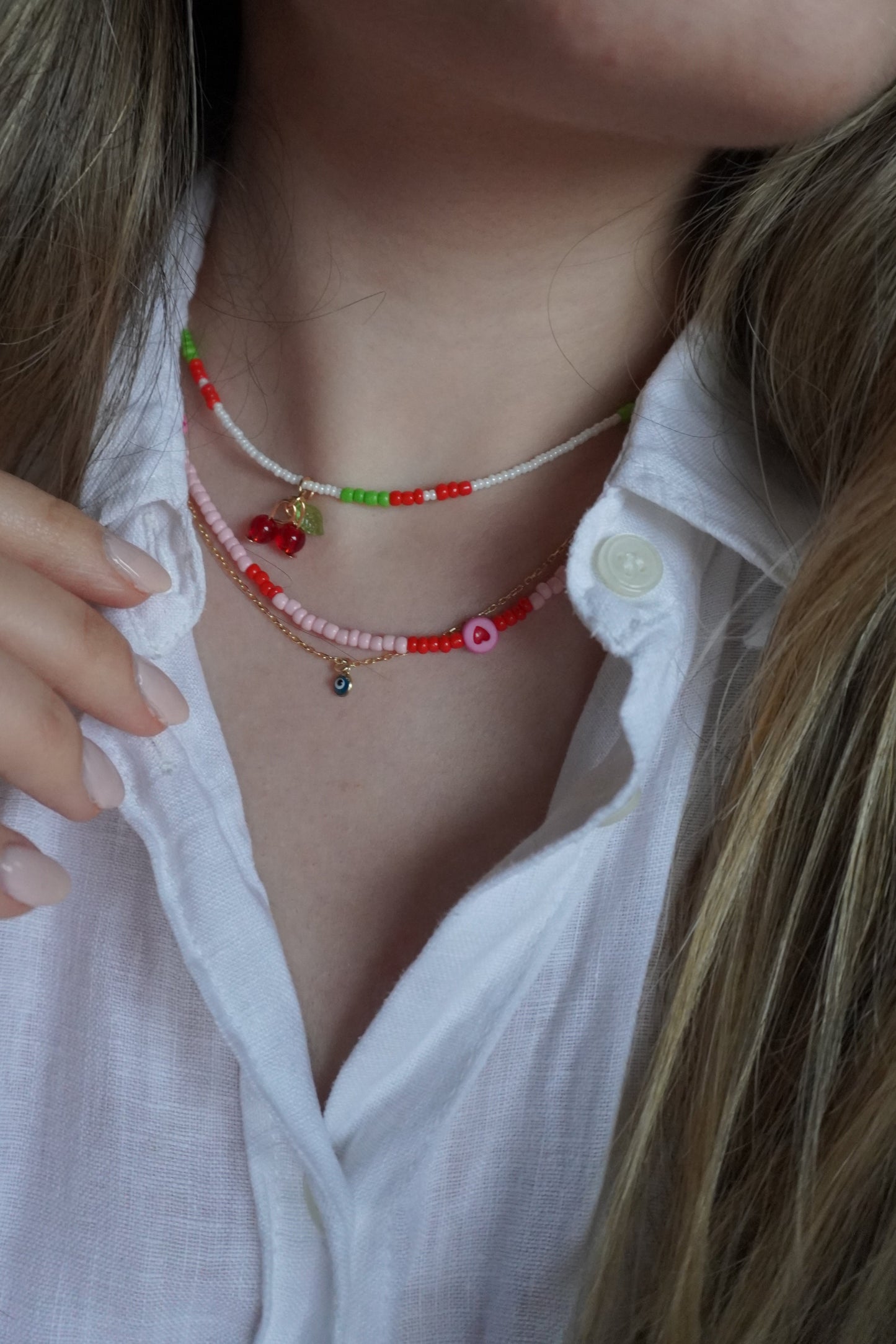 Handmade Cherry Charm Necklace