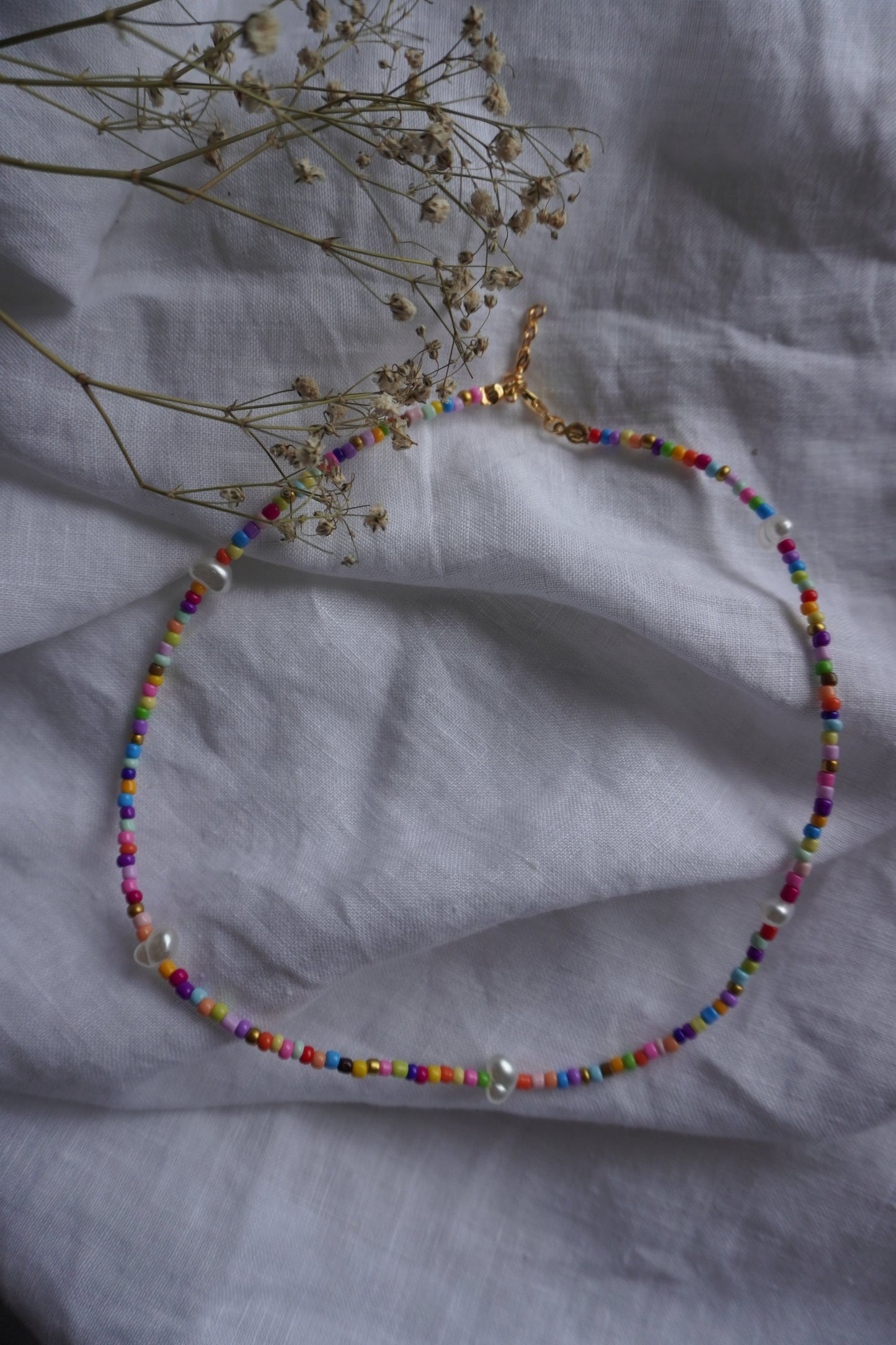 Colourful Beads Necklace with Pearl